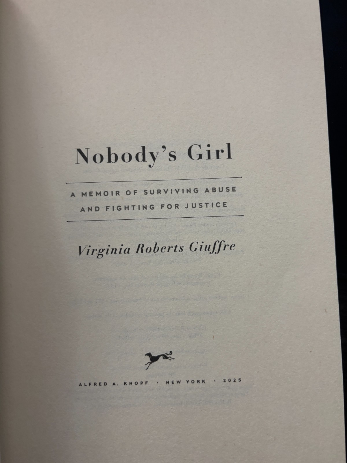 Nobody’s Girl : A Memoir of Surviving Abuse and Fighting for Justice by Virginia