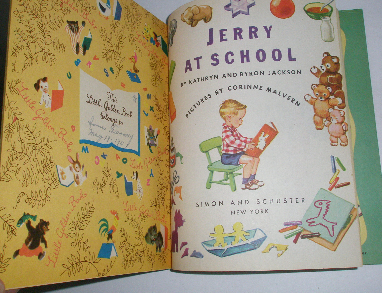 Little Golden Book Jerry At School Complete Puzzle „A“ 1st Edition 1950 #94