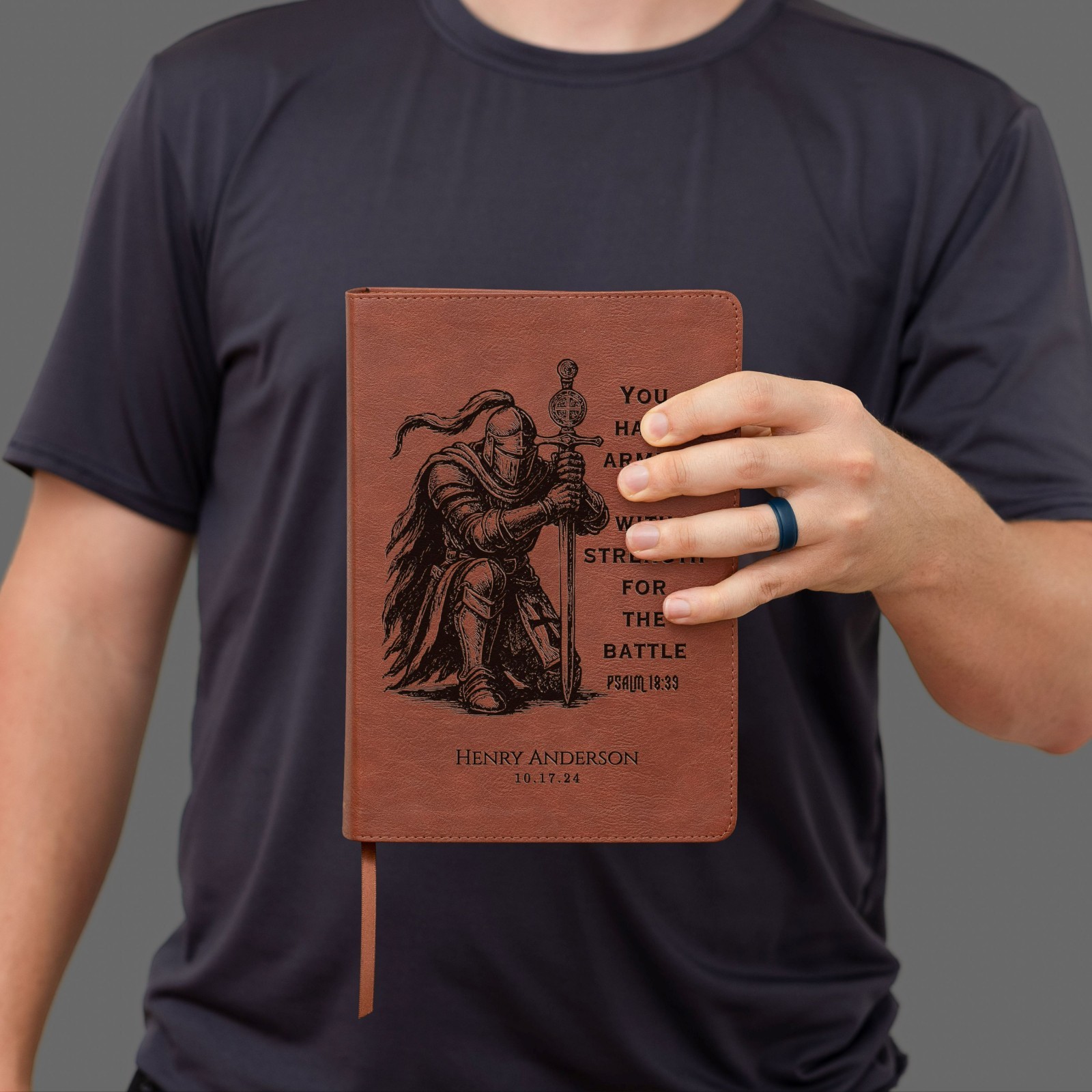 Personalized Bible for Men, ESV Study Bible, Engraved Name, Knight Warrior Gift