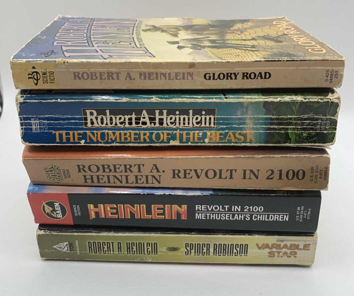 Robert Heinlein PB Lot 5 Vintage Sci Fi Signet Del Rey Ace Baen Books