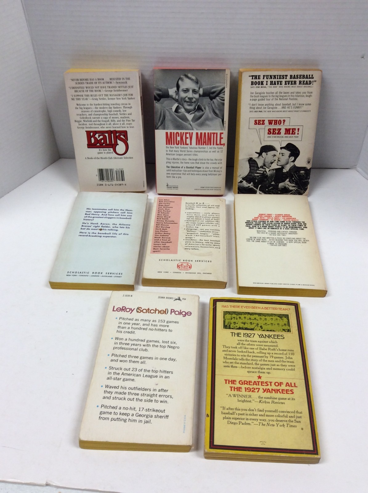 VINTAGE BASEBALL PAPERBACKS Lot of 8 Mantle, Paige, 1927 Yankees