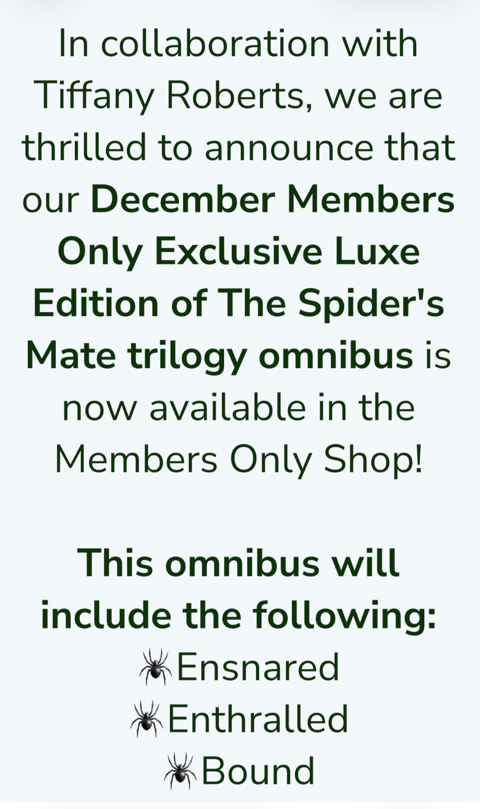 The Spider’s Mate Trilogy Omnibus by Tiffany Roberts BOOKISH EXCLUSIVE Sealed