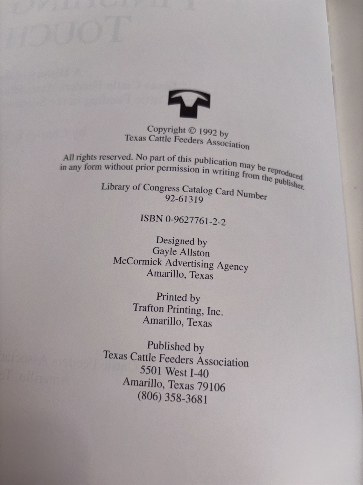 The Finishing Touch by Charles E. Ball/Texas Cattle Feeders 1992