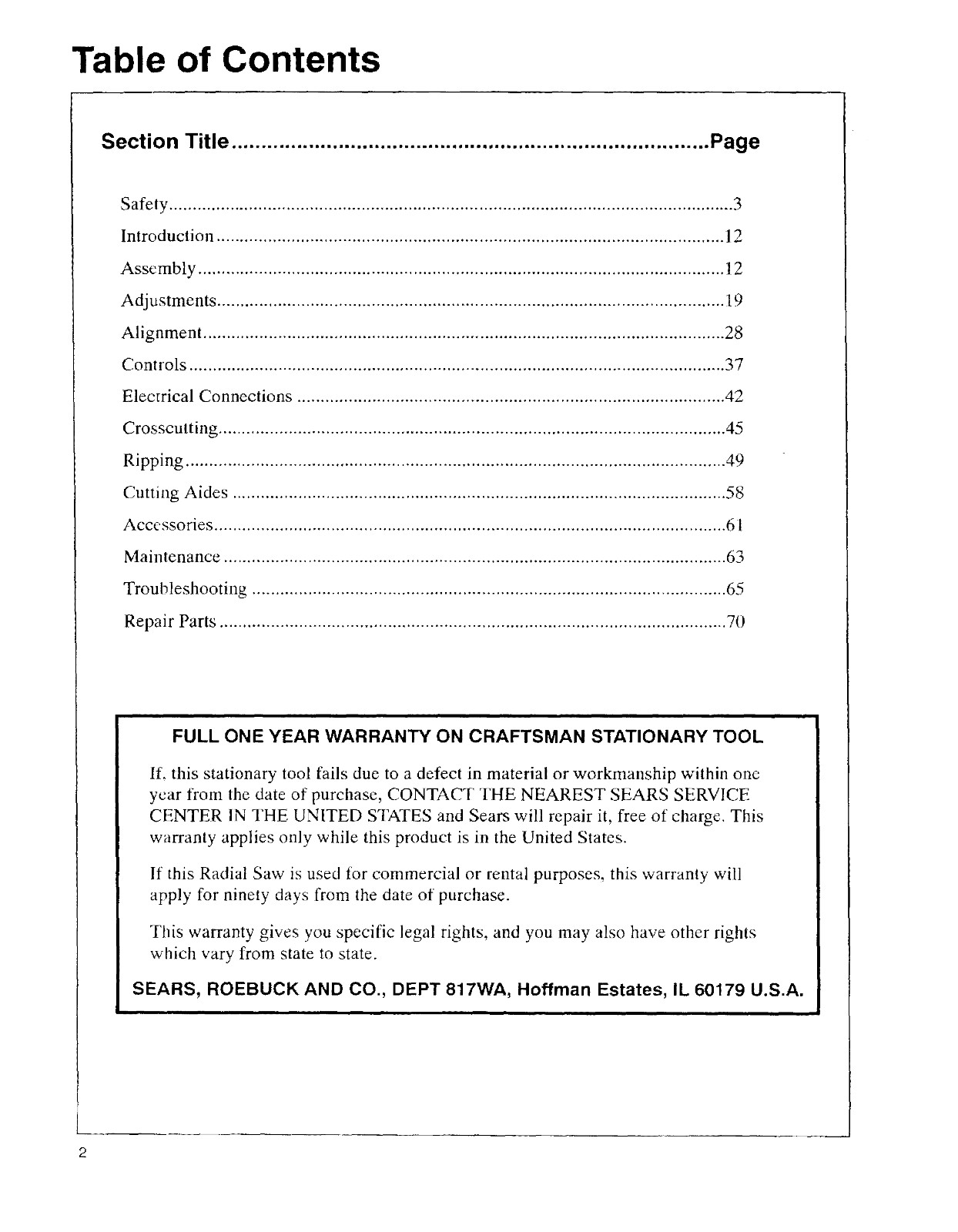 Sears Craftsman 113.196221 113.196321 113.196421 Instruction Manual: 80 Pages
