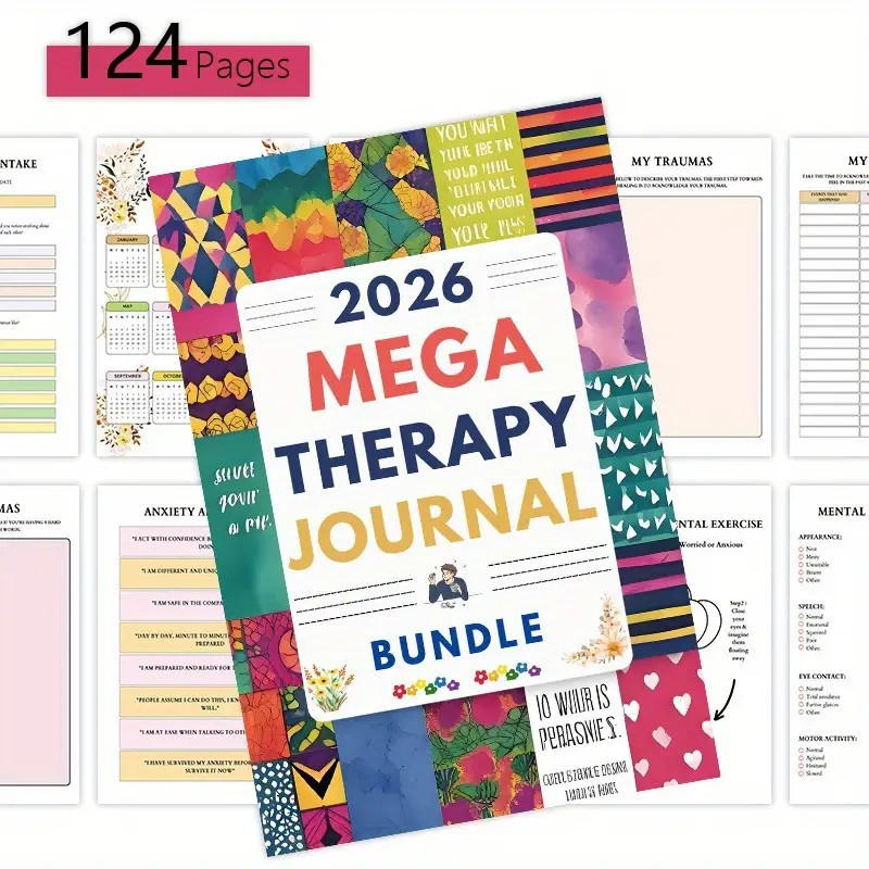 MEGA THERAPY JOURNAL – Mental Health Healing Logbook – Brand New – 124 Pages