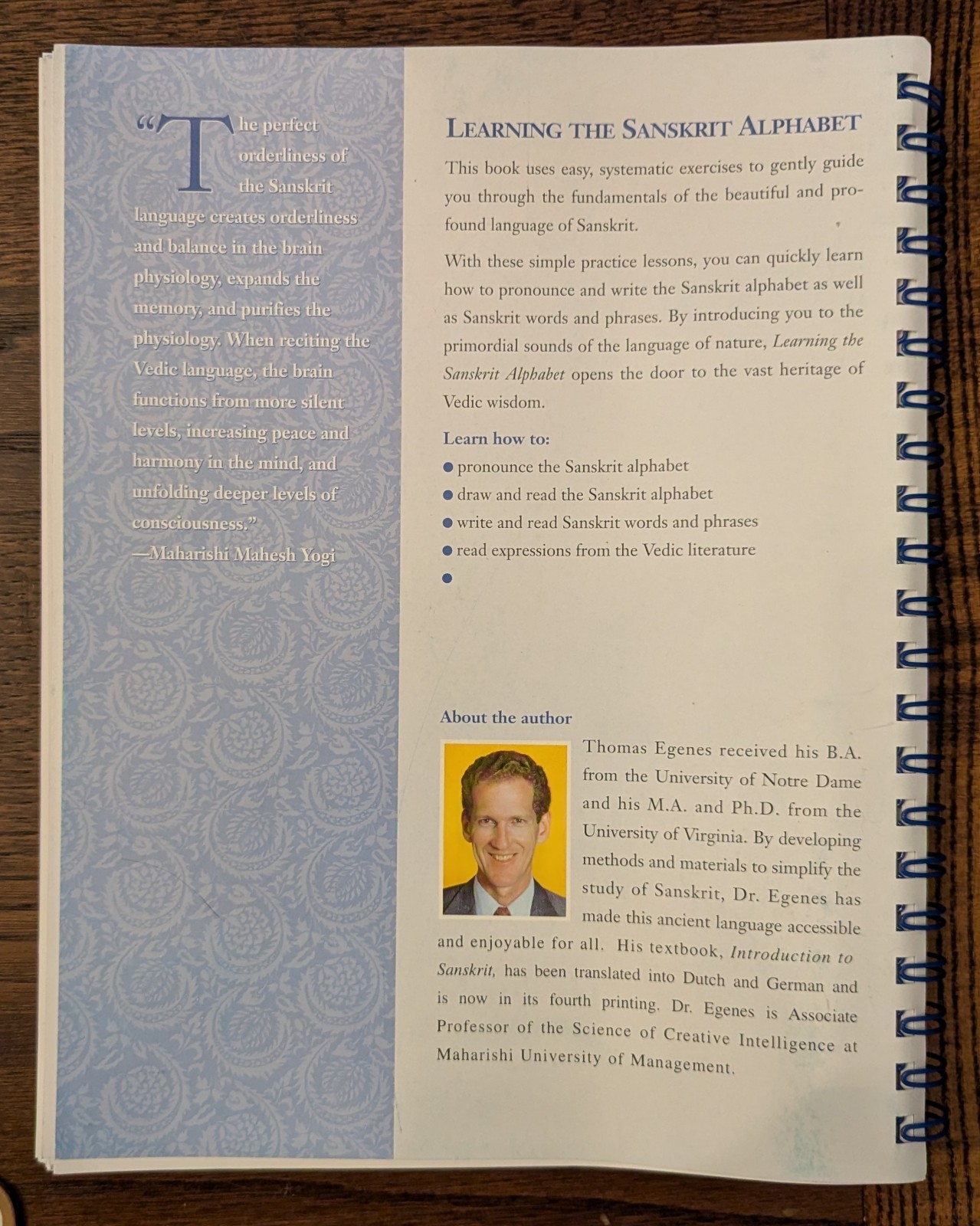 Learning the Sanskrit Alphabet by Thomas Egenes, Language of Nature Series