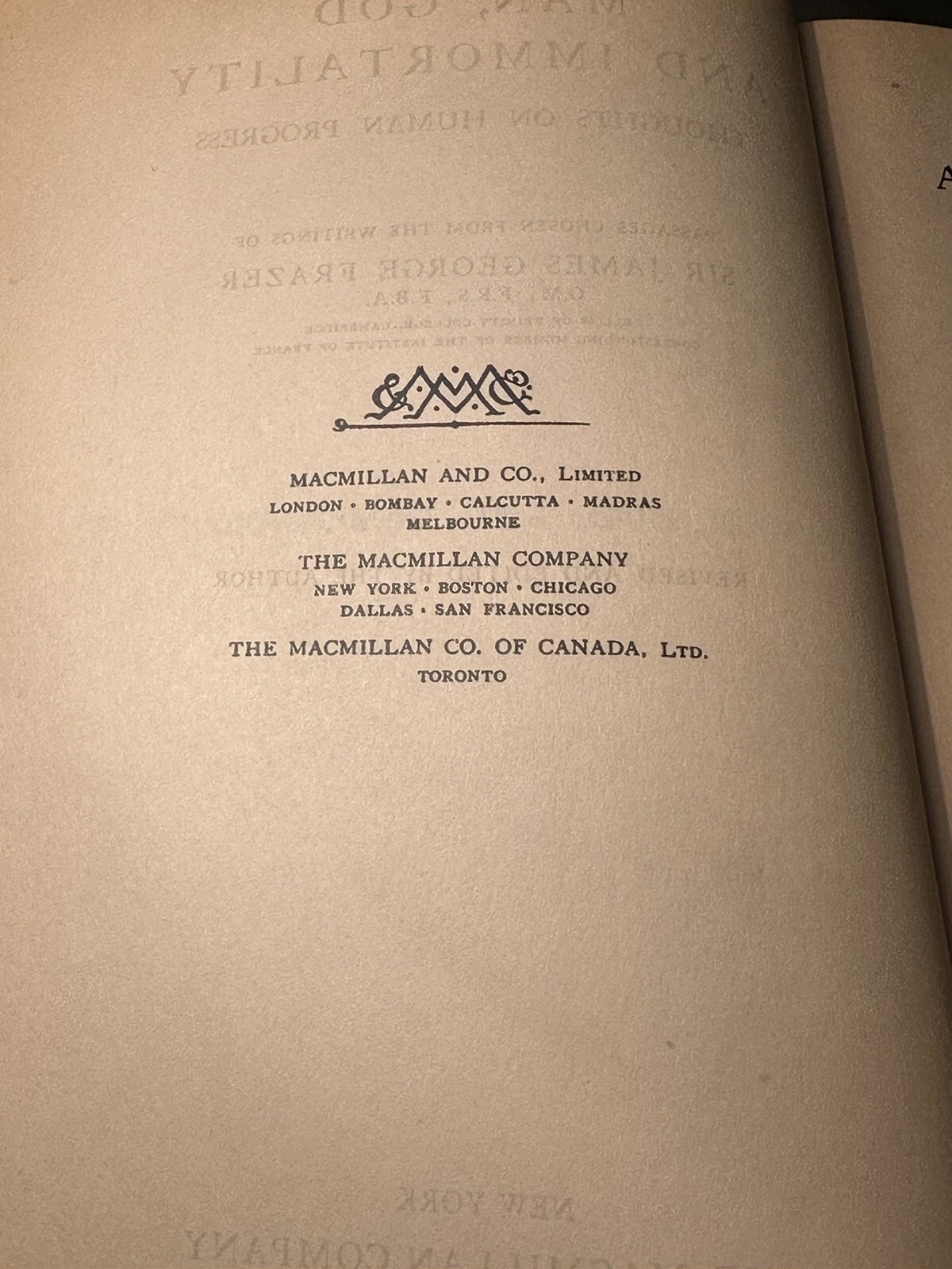 Man, God And Immortality: Thoughts On Human Progress. Macmillan Company (1927).