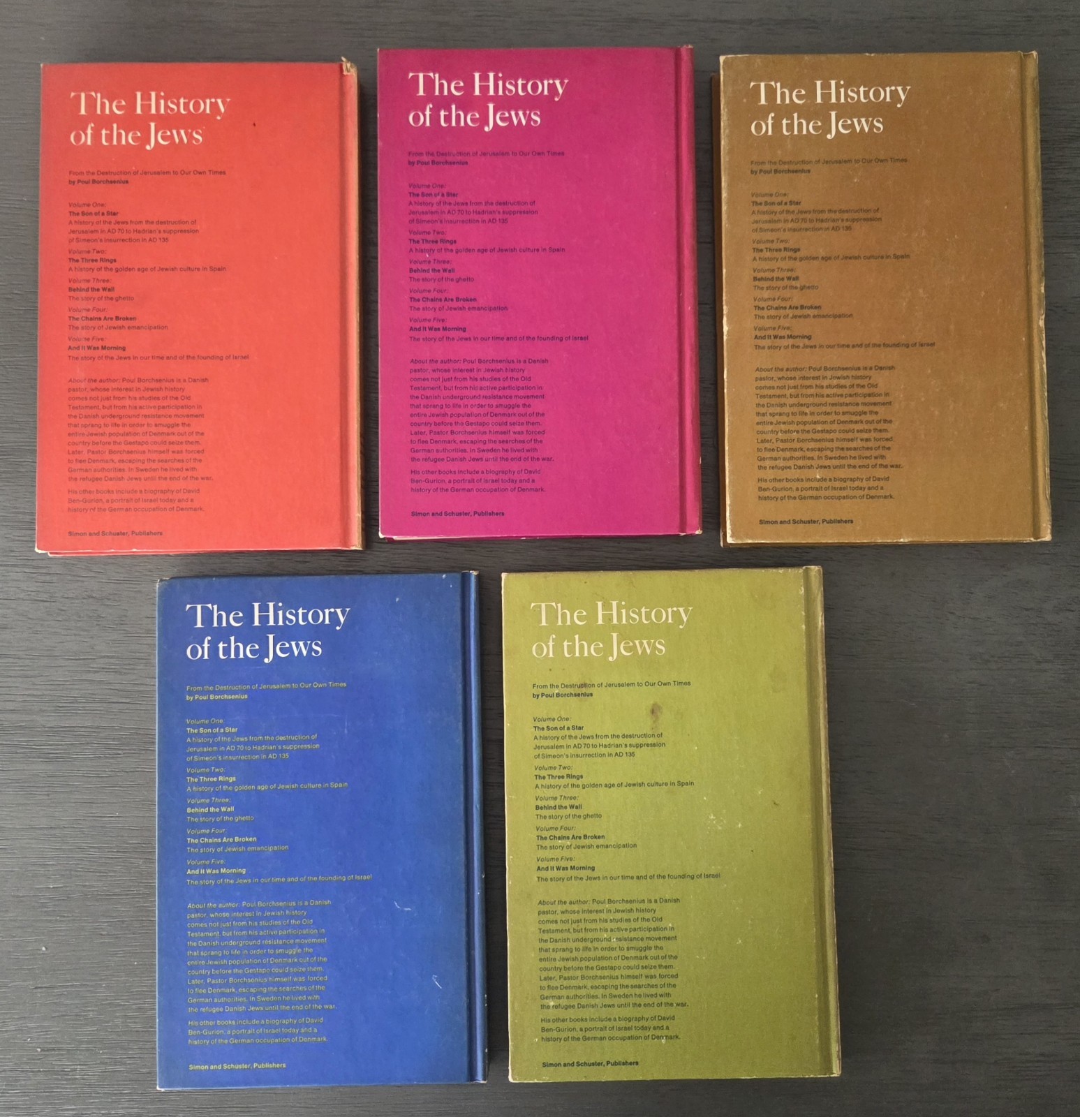 Vintage 1965 „History Of The Jews“ Poul Borchsenius Vols 1-5 1st Edition/Print