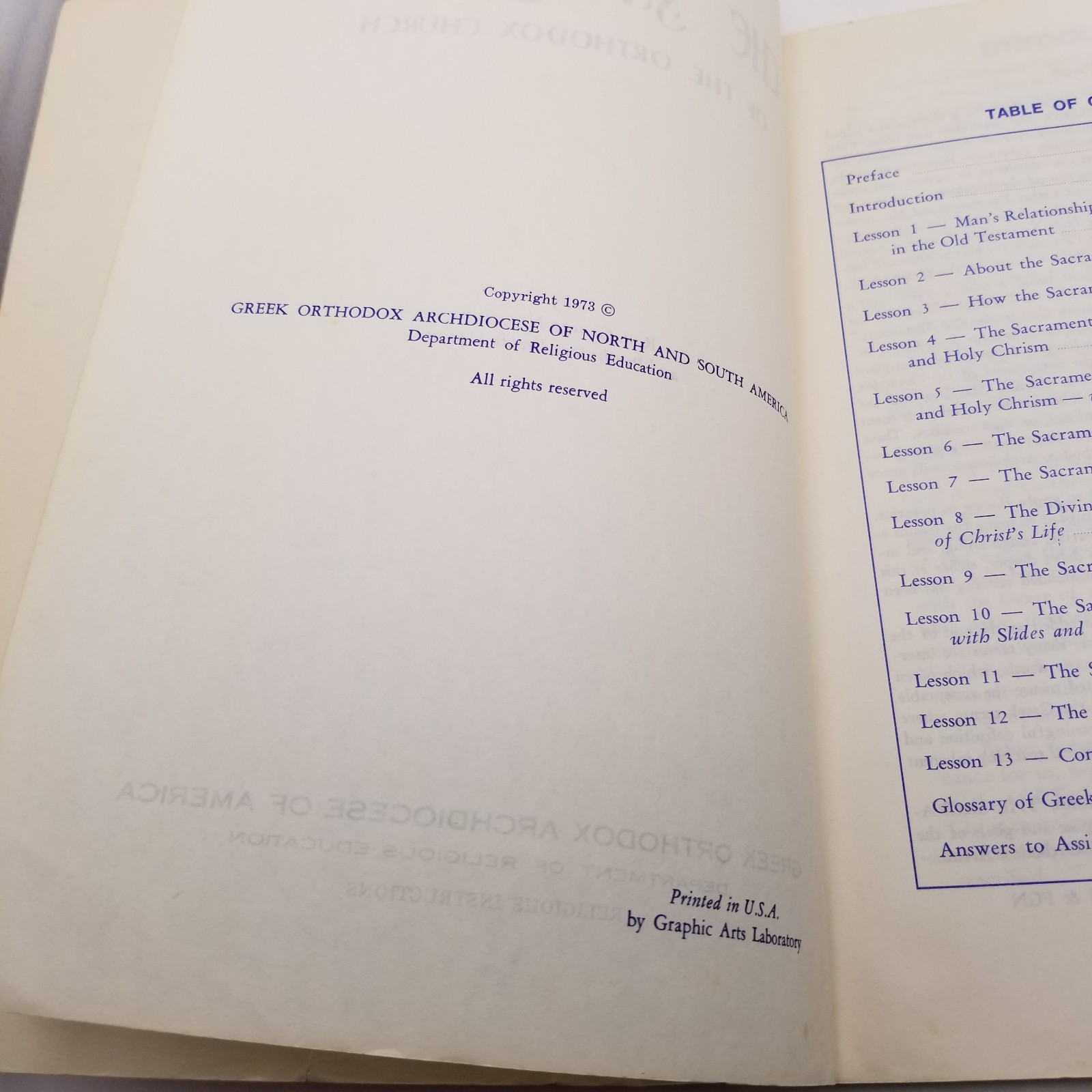 The Sacraments of the Orthodox Church 1973 Greek Orthodox Archdiocese Book