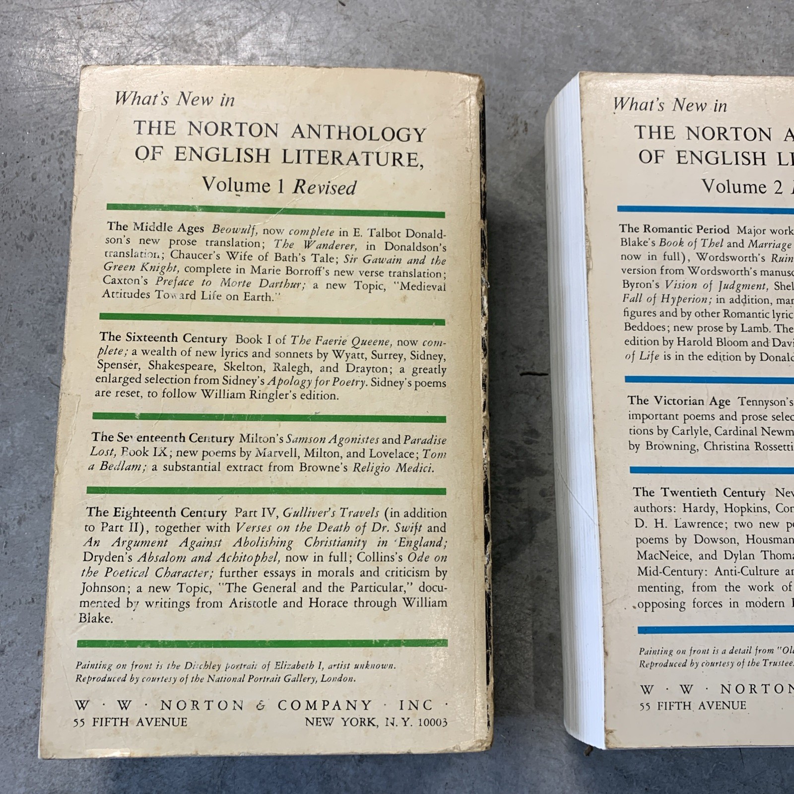 Vintage 1968 Norton Anthology of English Literature Vol 1 & 2 Paperback Set