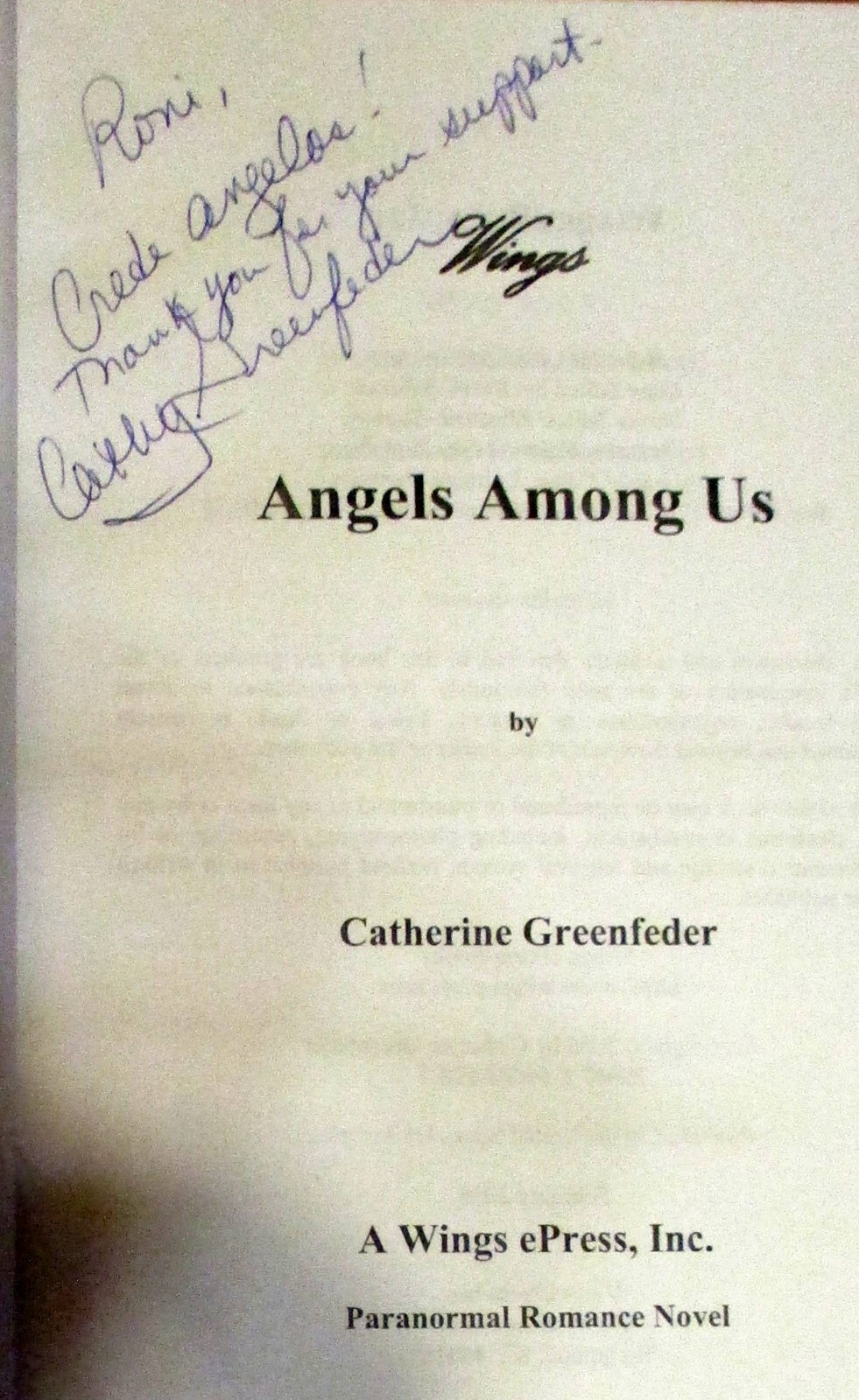 2006 Angels Among Us by Catherine Greenfeder SIGNED Softcover Book 177 Pages