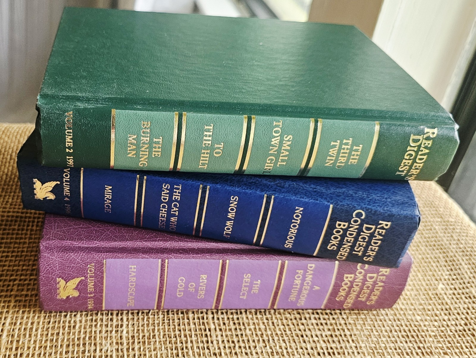 3 1990s Readers Digest Condensed Blue, Green, Purple Staging Books