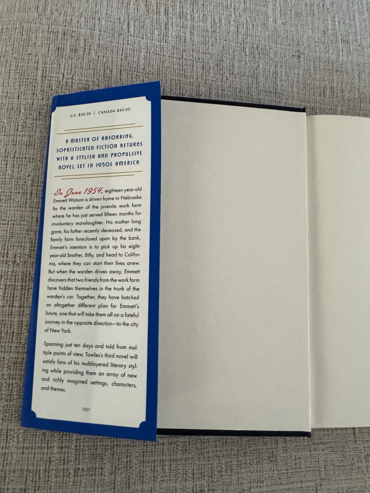 The Lincoln Highway Amor Towles HC DJ 2021 Excellent Condition Novel