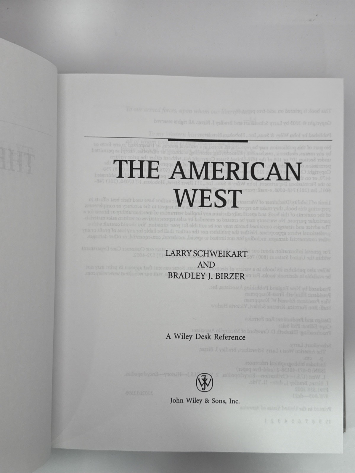 The American West (Wiley Desk Reference) By Larry Schweikart & Bradley Birzer