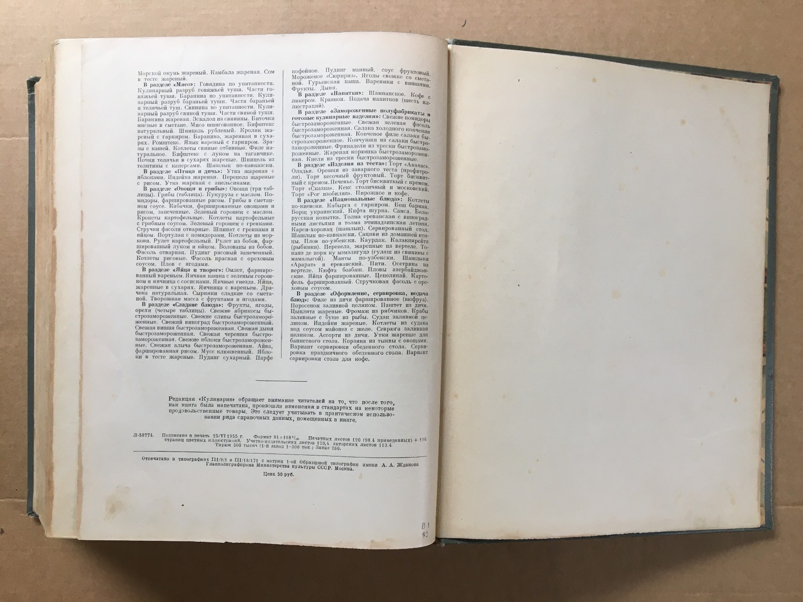 Кулинария 1955 Лифшиц Cooking Recipes Kulinariya Moscow Russian 960 pages