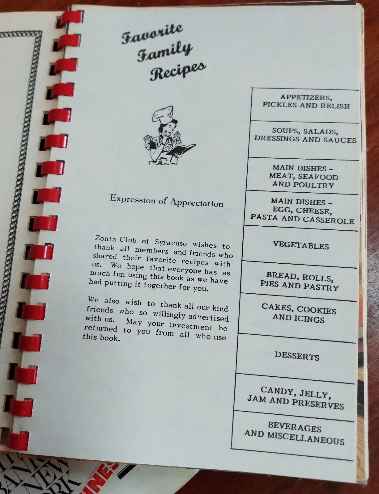 Fare with a Flair, Zonta Club of Syracuse, NY cook book, ~125 pages, 1986