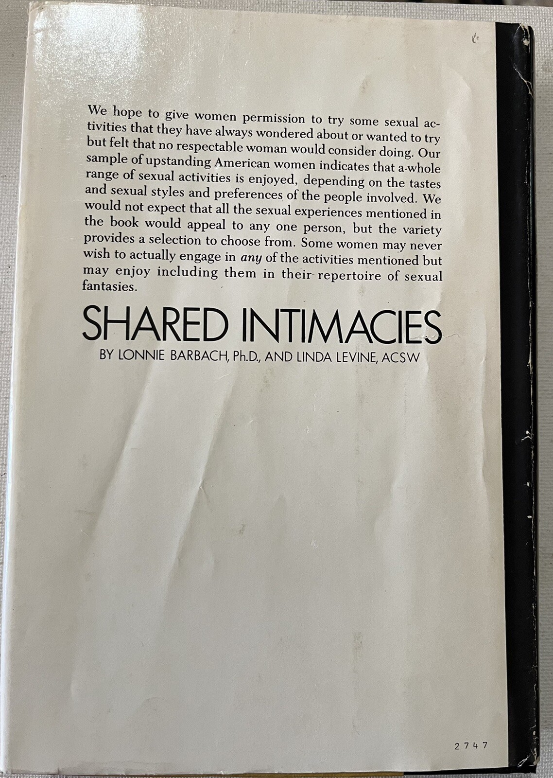 SHARED INTIMACIES: Women’s Sexual Experiences 1980 Barbach And Levine HB/dj BCE