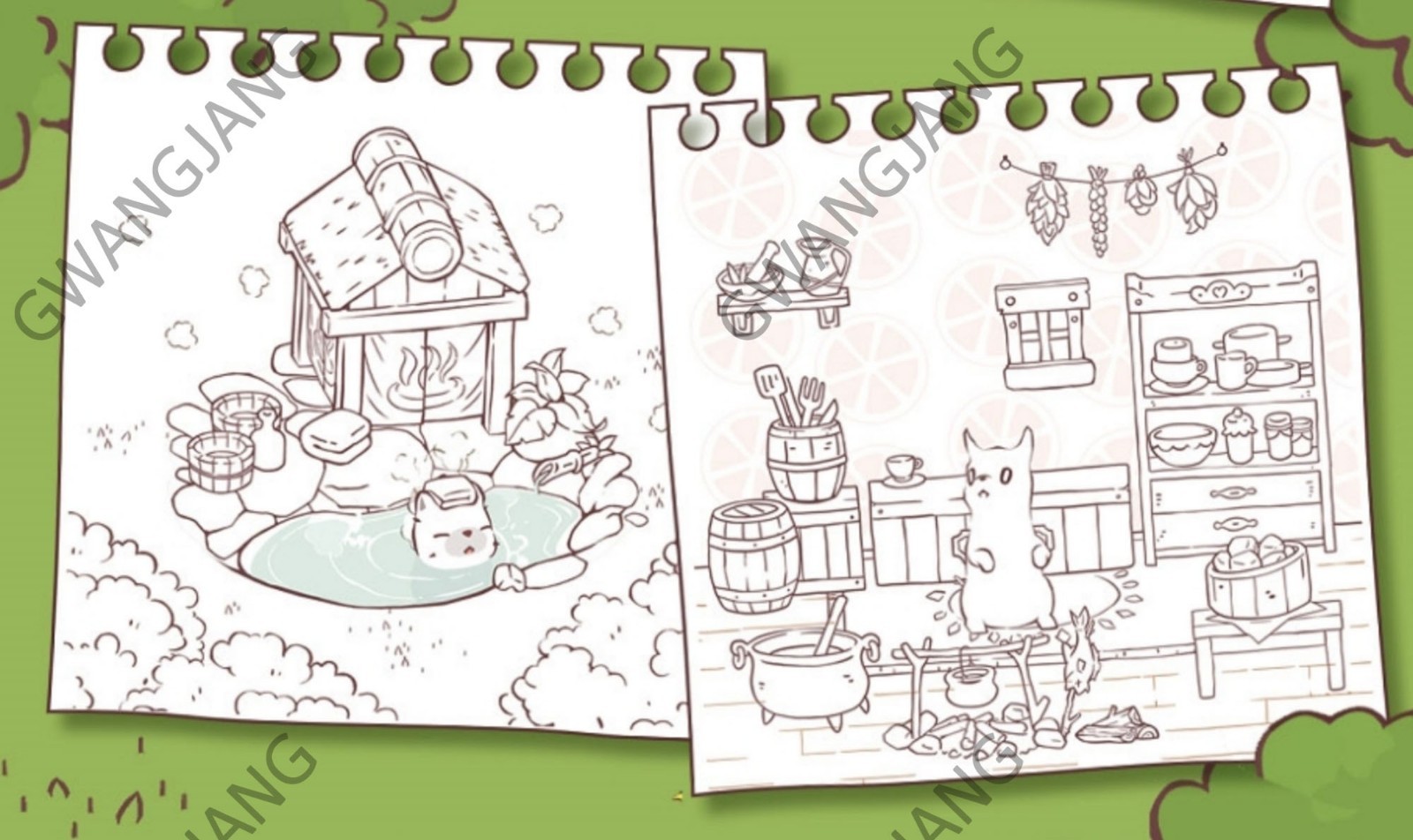 Cats and Soup Coloring Book 56 Pages 9Ⅹ9″ Paper Good Quality Korea Game Kpop Fun