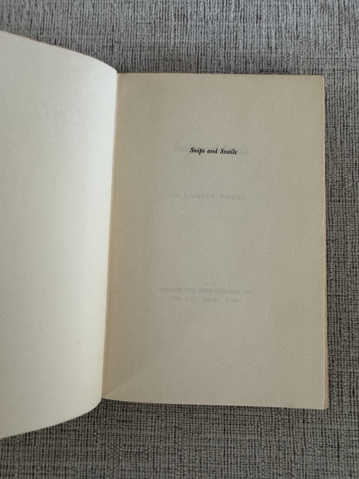 Louise Baker Snips and Snails 1953 Hardcover Vintage Novel McGraw-Hill