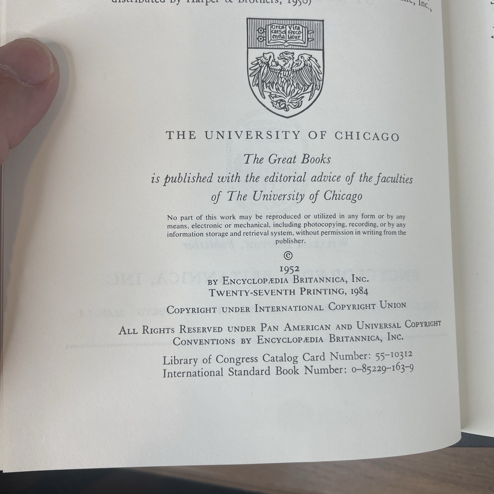 GREAT BOOKS OF THE WESTERN WORLD Britannica-1952, 1986 Printing. Vols- YOU PICK