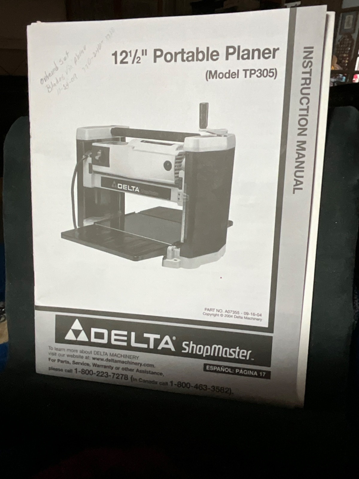 Delta TP305 Instruction Manual User Guide For 12″ Portable Planer VGC