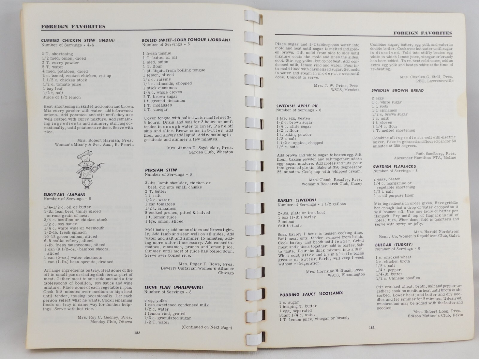 Illinois Women’s Clubs Cookbook Favorite Recipes 1963 SC Spiral Bound 190 Pages
