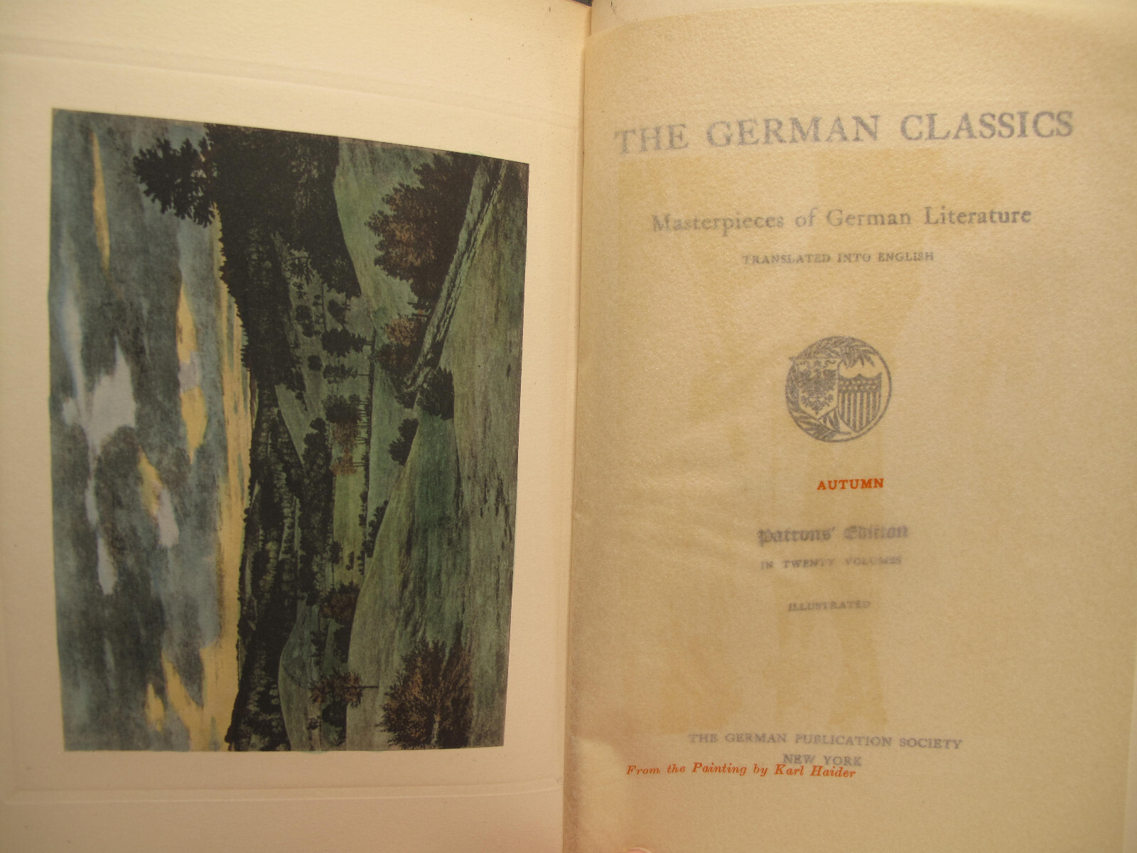 ATG~The German Classics~Patrons Edition~8 Books~1914 & Letters From NYC to Iowa