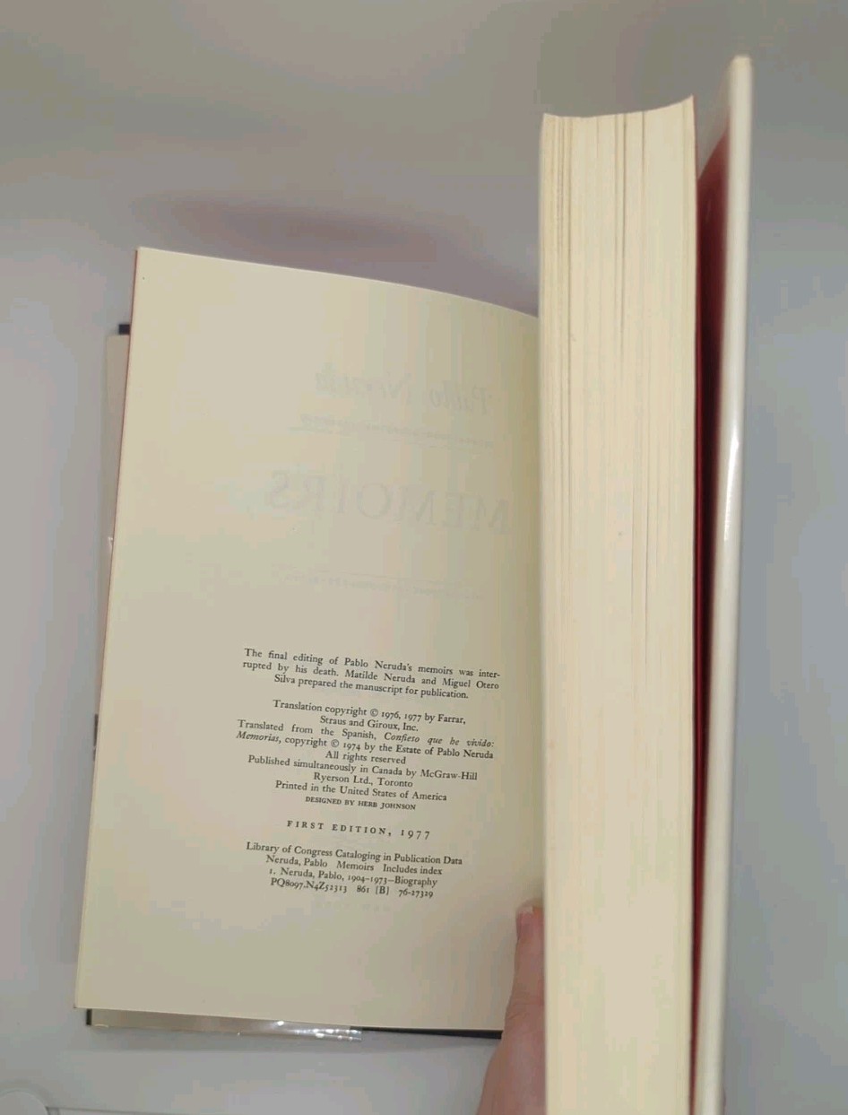 Memoirs by Pablo Neruda (1977, Farrar Straus Giroux)