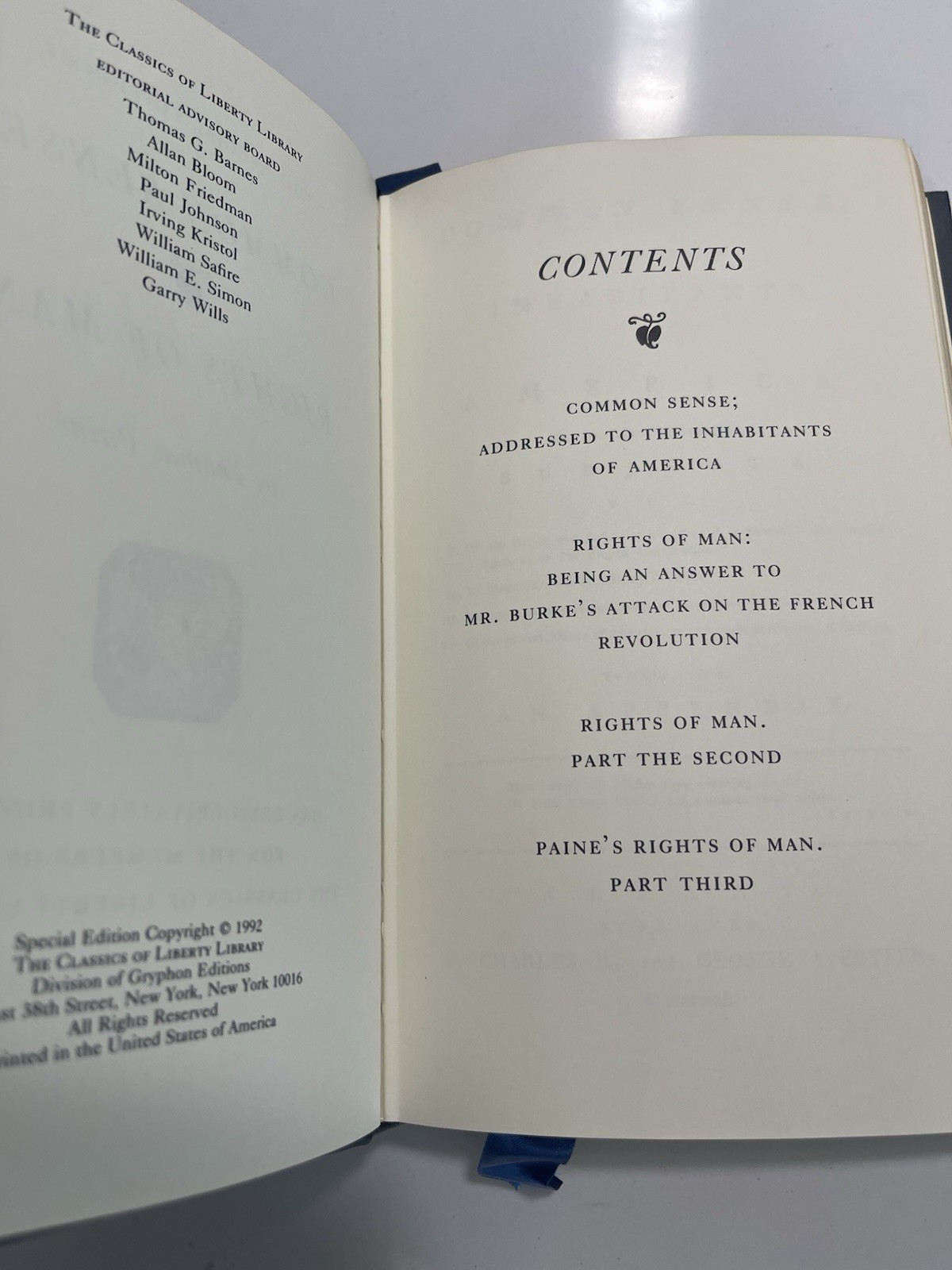Common Sense – Rights of Man Thomas Paine / Leather Binding 1992