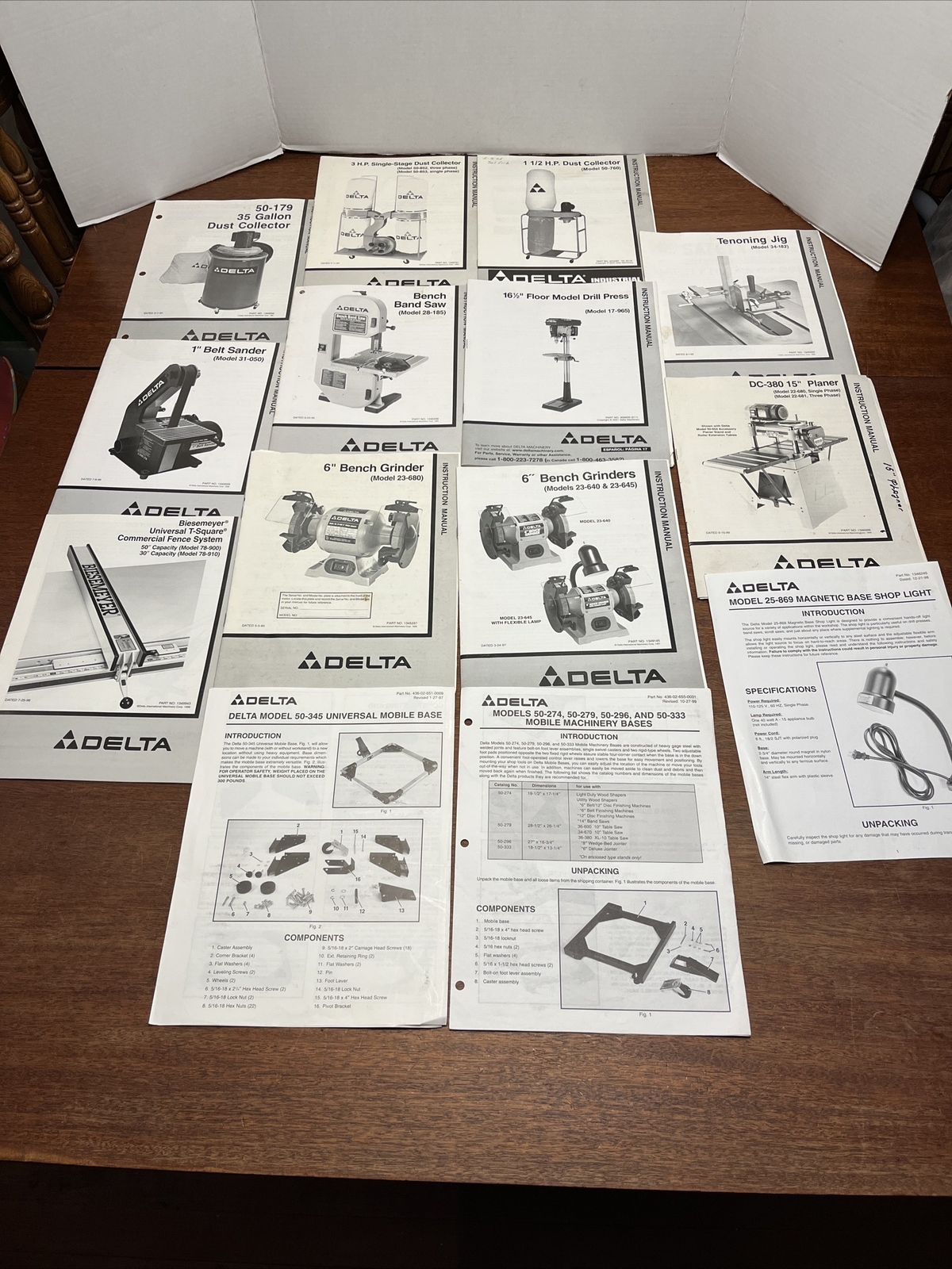 Delta ORIGINAL Instruction Manuals! Belt Sander band saw drill press planer MORE