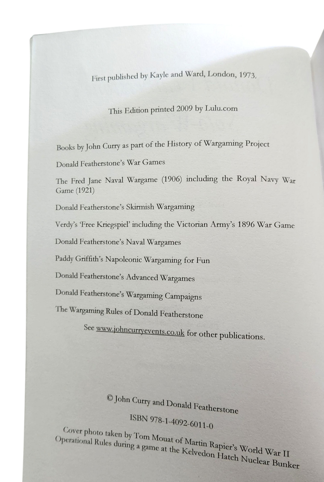 Donald Featherstone’s Solo Wargaming 2009 Paperback Edited by John Curry