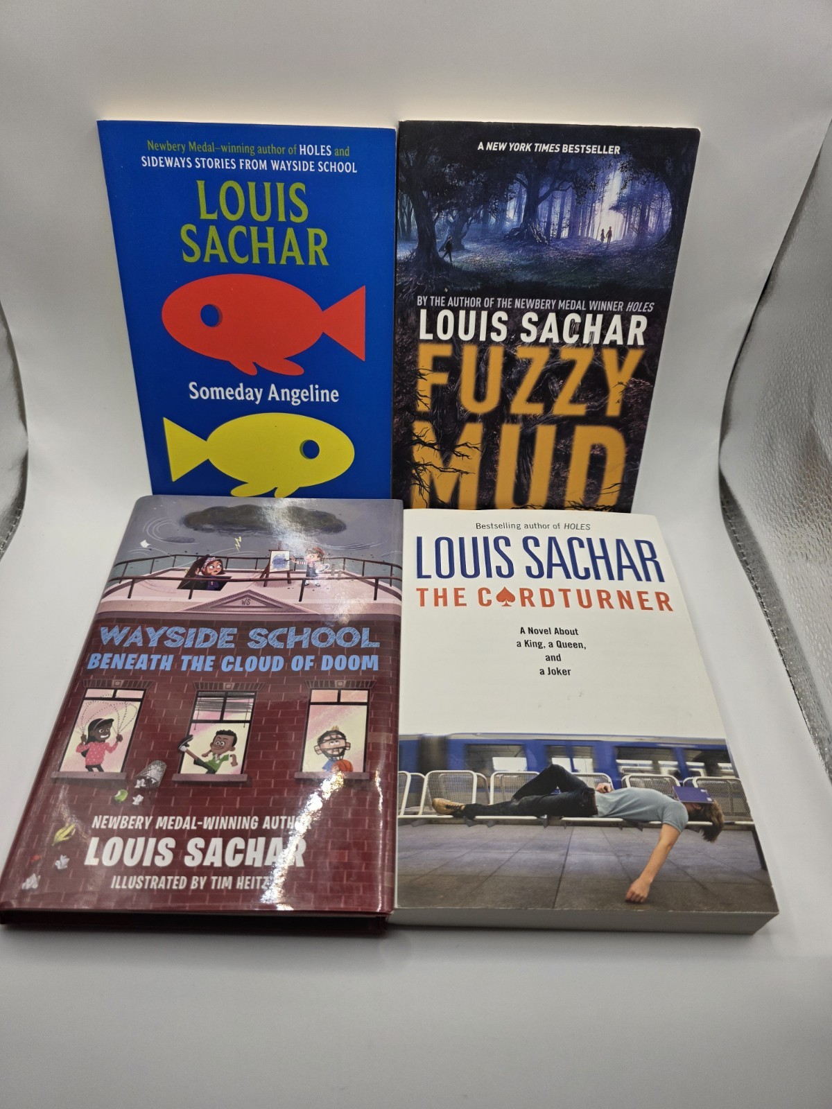 Louis Sachar 4 Book Lot HC/PB Fuzzy Mud Wayside School Cardturner Angeline