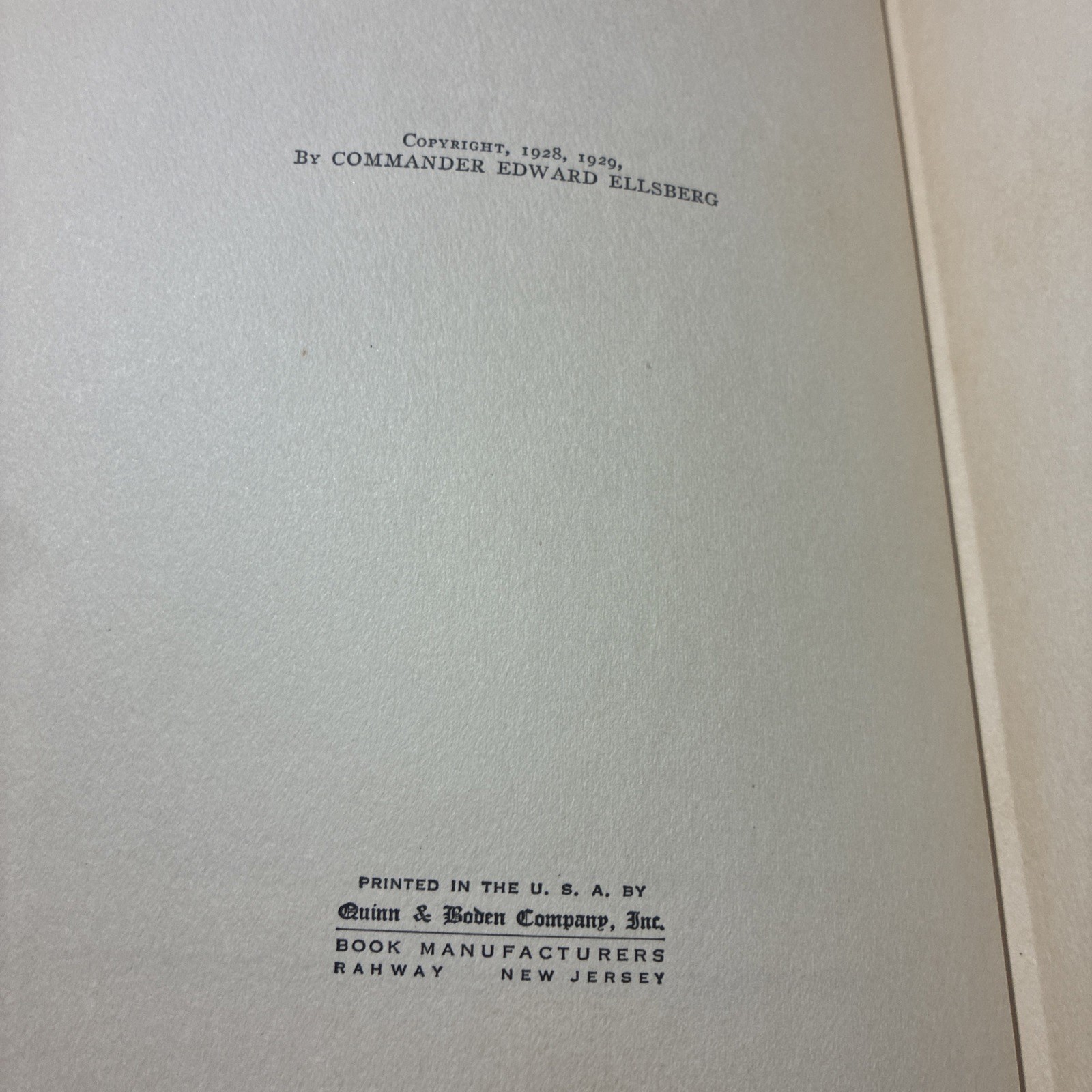 Signed Antique Book On The Bottom Edward Ellsberg Navy Submarine Military WWI