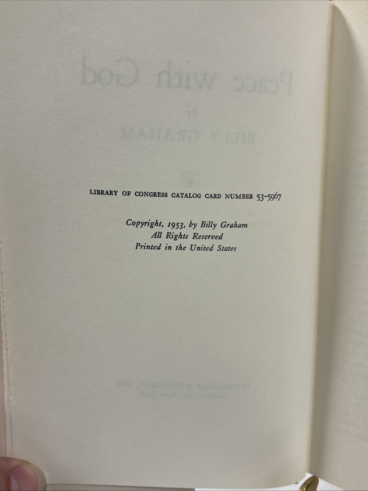 Peace with God by Billy Graham, 1953, 1st Edition, Signed