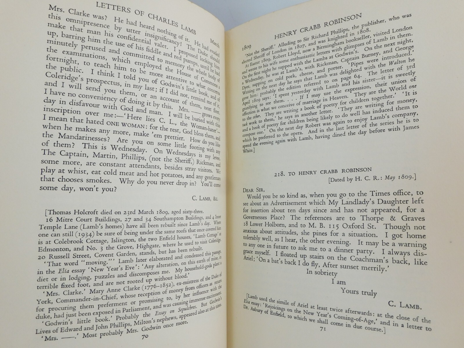 Letters Of Charles and Mary Lamb 3 Vol 1935 HC Dent Methuen Great Britain VGC