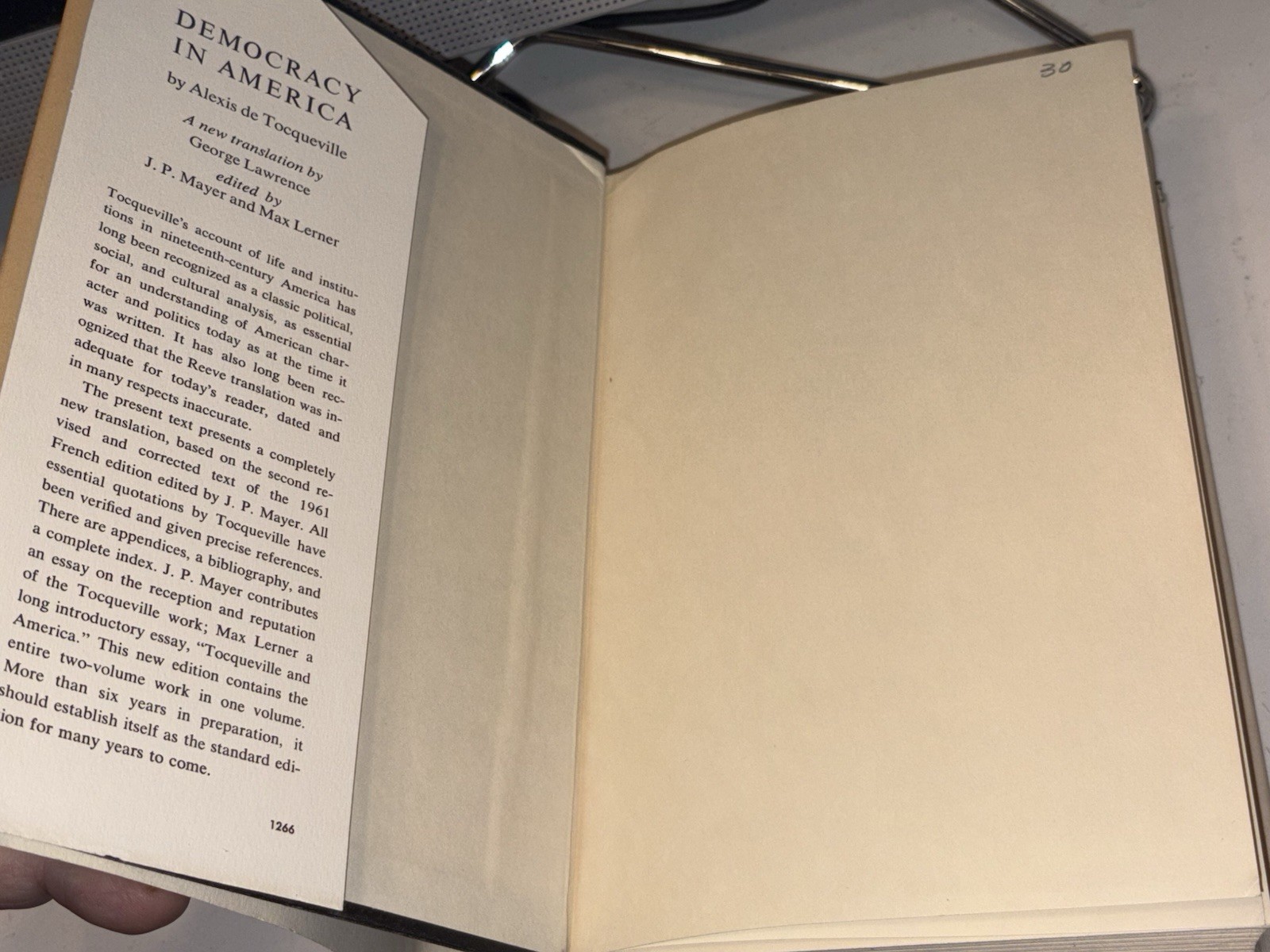 Vintage 1966 HC First Ed. Book DEMOCRACY in AMERICA by Alexis De Touecqville