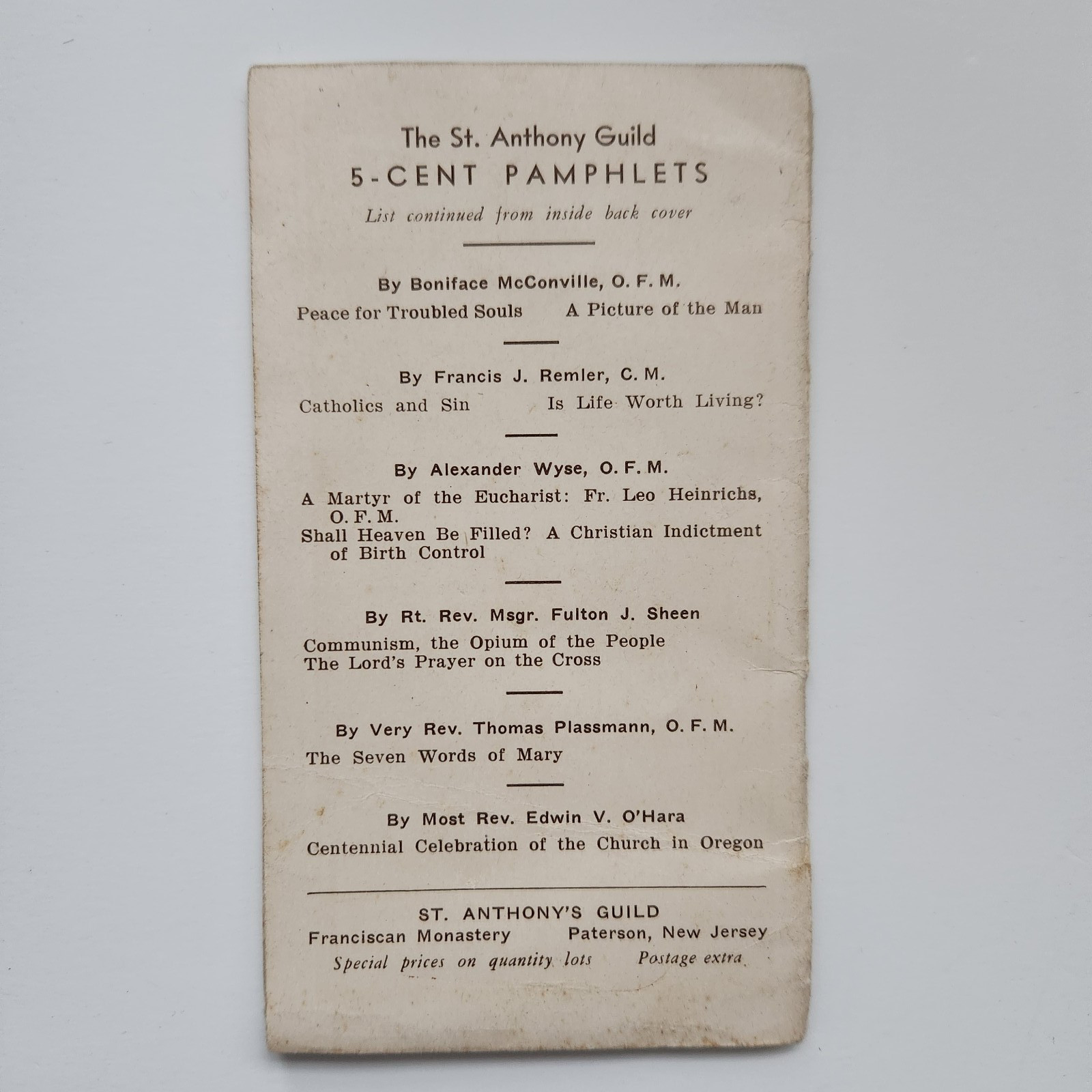 Soldiers of Christ Vintage Catholic Priesthood Saint Anthonys Guild Paterson NJ