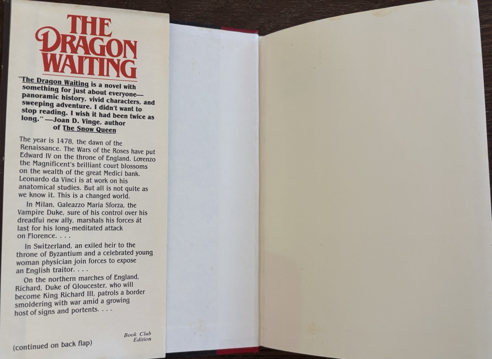 The Dragon Waiting by John M. Ford 1983 1st Edition BCE HCDJ Historical Fantasy
