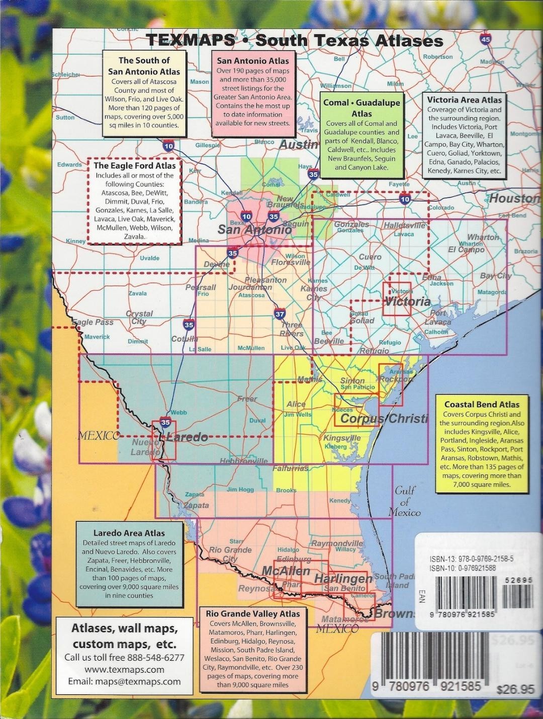 San Antonio, Texas, Atlas, 6th edition, 2016, Spiral Bound, 752 pgs, by Texmaps