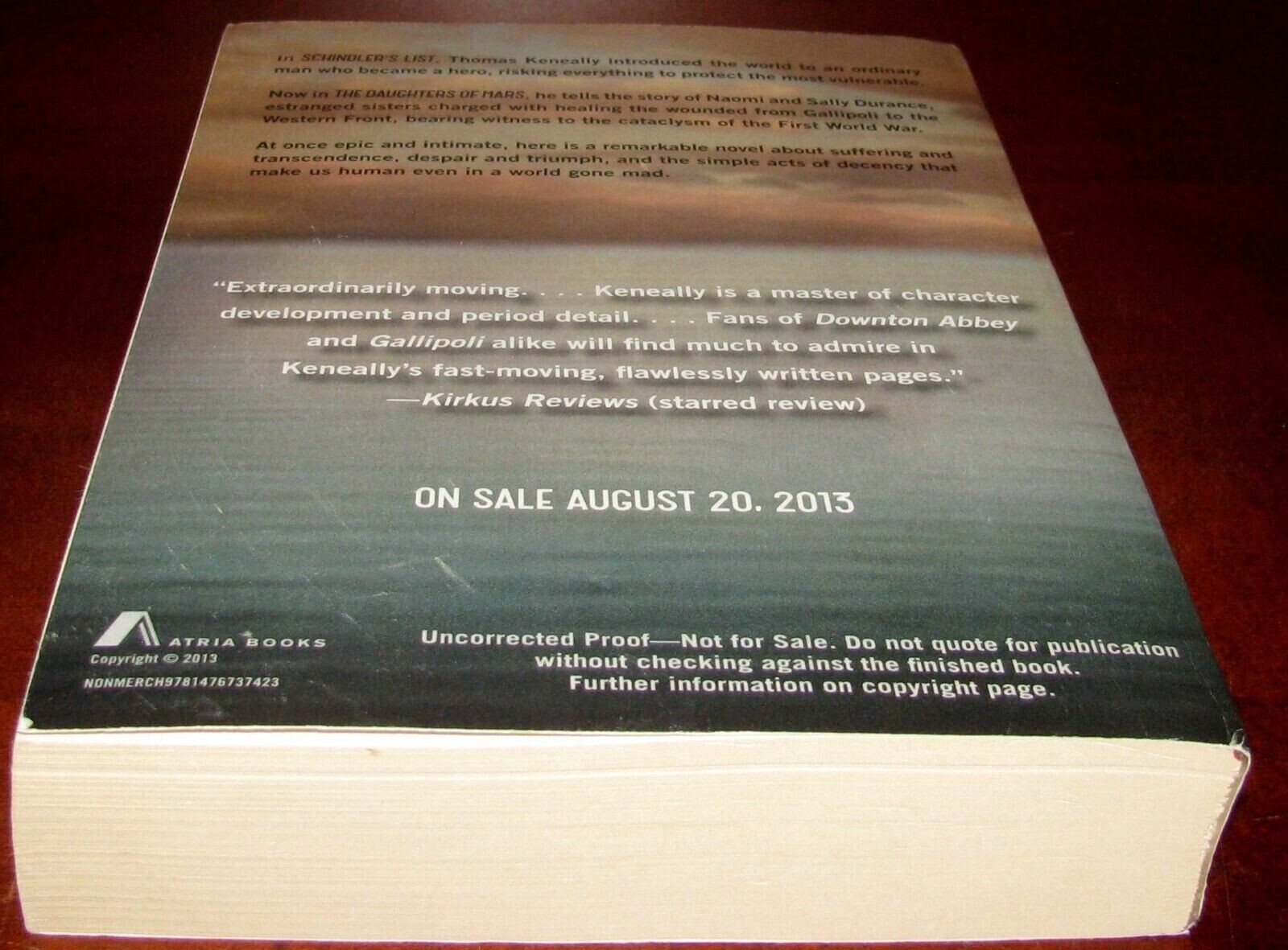 Daughters of Mars Thomas Keneally ARC Advance Reader Copy Atria Books 2013