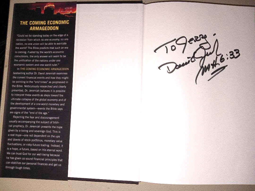 DAVID JEREMIAH Signed Book THE COMING ECONOMIC ARMAGEDDON-2010 1st Edit HC/DJ