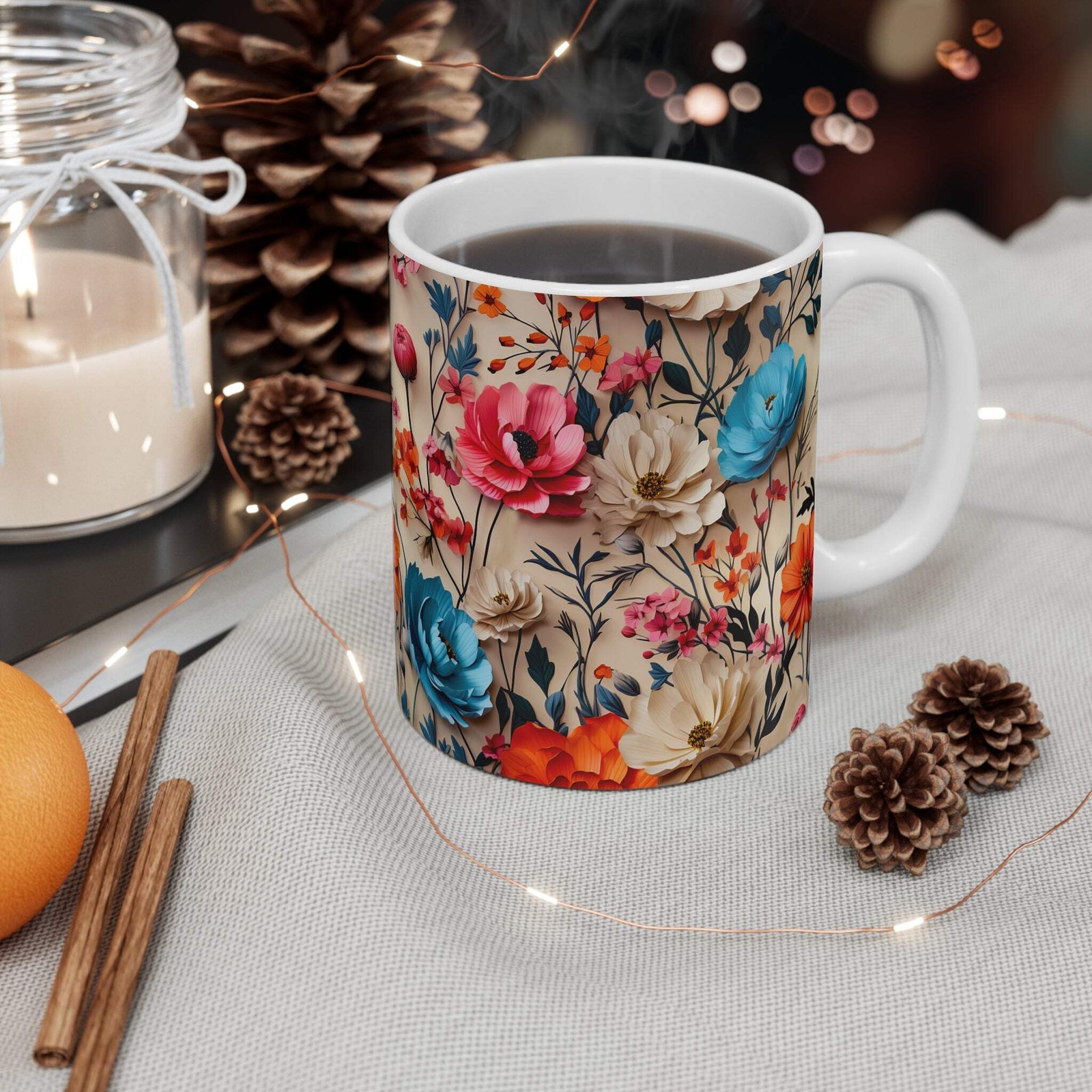 Vintage Floral Coffee Mug | Cottagecore & Boho Chic Mugs (11 oz.)