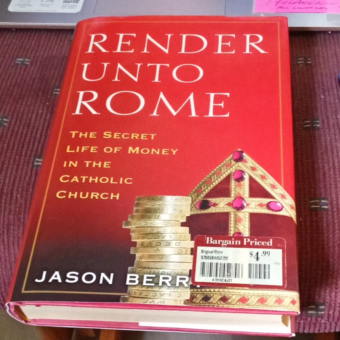 Jason Berry Render Unto Rome 2011 Crown/Archetype HC Dust Jacket 1st Ed.