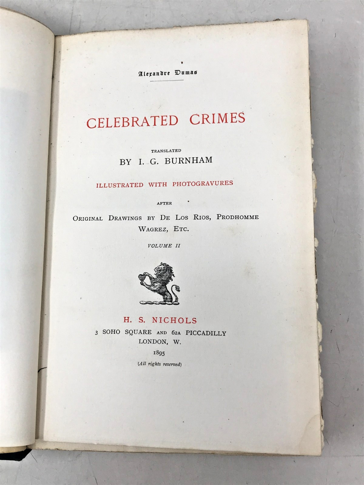 Alexandre Dumas Celebrated Crimes , Vol 1,2 4, 1895, E-63