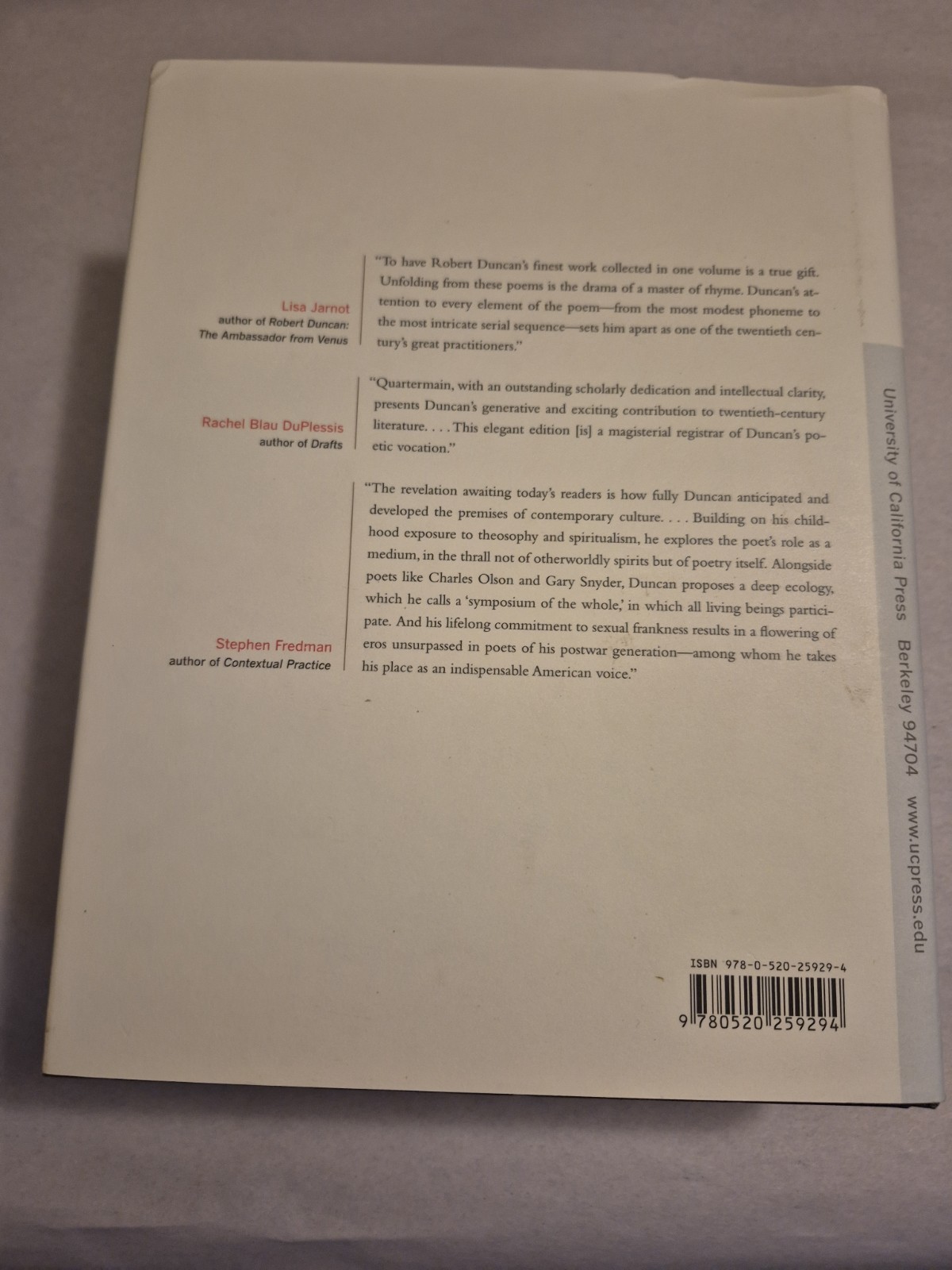 Robert Duncan The Collected Later Poems and Plays HC w/DJ 1st Ed 1st Printing