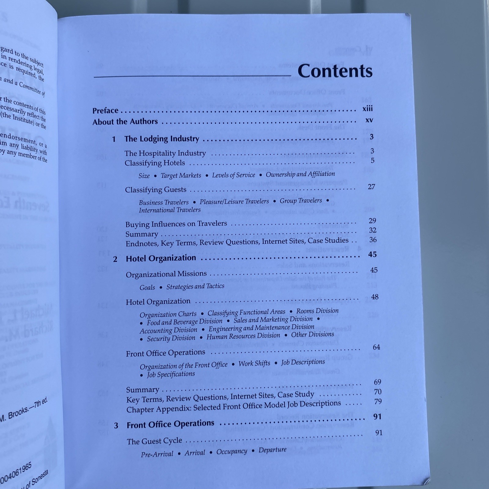 MANAGING FRONT OFFICE OPERATIONS By Michael L. Kasavana & Richard M. Brooks *VG*