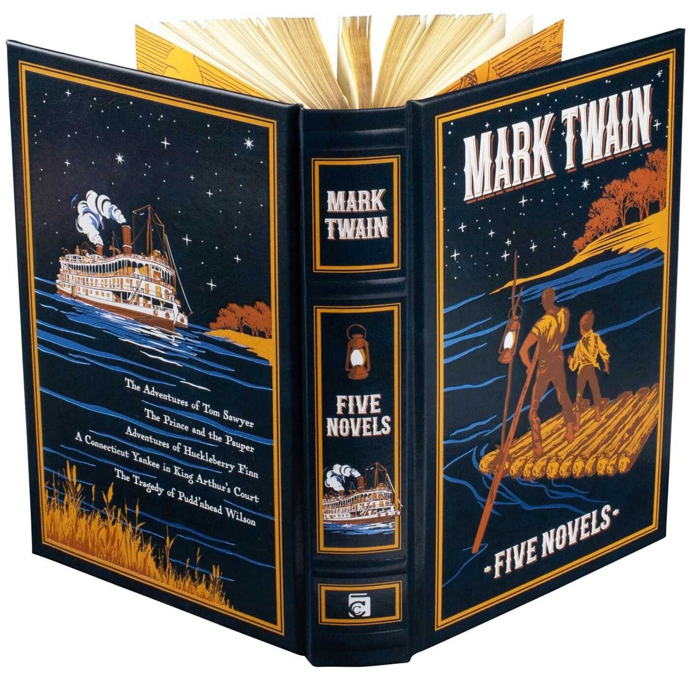 MARK TWAIN 5 Novels: Tom Sawyer, Huckleberry Finn +3 Leather Bound Collectible