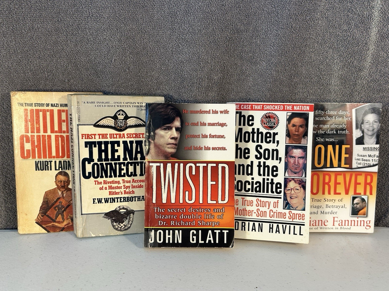 Lot of (5) Paperback Crime Books -Hitlers Children -Twisted – Gone Forever -ETC