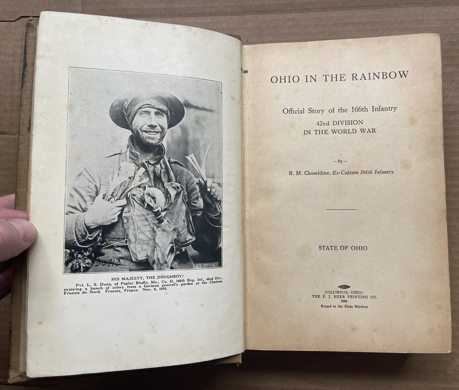 OHIO IN THE RAINBOW US ARMY 166th INFANTRY REGT 42nd DIVISION WWI HISTORY BOOK