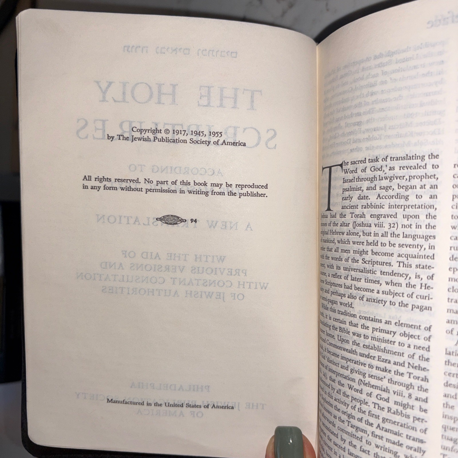 1955 The Holy Scriptures Jewish Publication Society Gold Leaf Edging EUC